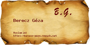 Berecz Géza névjegykártya