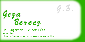 geza berecz business card